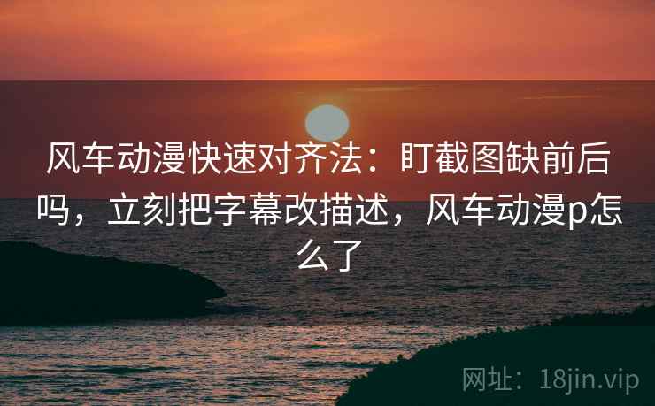风车动漫快速对齐法：盯截图缺前后吗，立刻把字幕改描述，风车动漫p怎么了